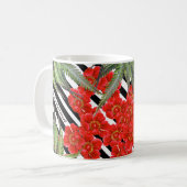 Red Peony Roos Flowers Striped Merry Kerstmis Mok (Voorkant links)