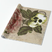 Red Peony Steampunk Cadeaupapier (Uitgerold)