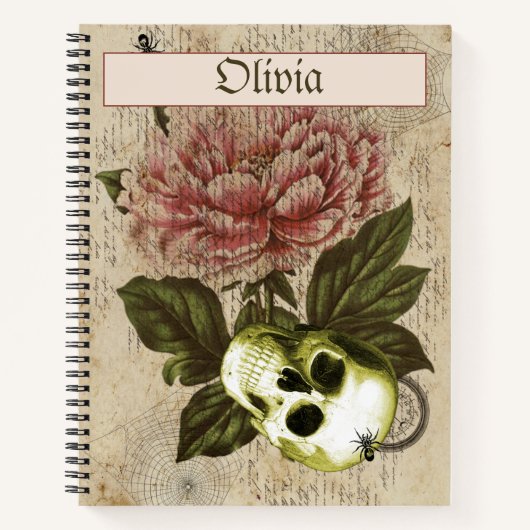Red Peony Steampunk Notitieboek (Voorkant)