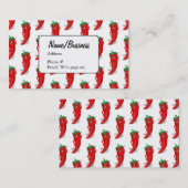 Red Pepper Cartoon Pattern Visitekaartje (Voorkant / Achterkant)