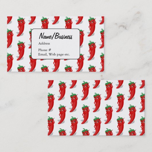 Red Pepper Cartoon Pattern Visitekaartje (Voorkant / Achterkant)