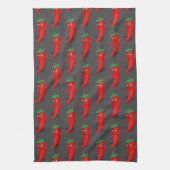 Red Pepper Diva Cartoon Patroon op grijs Theedoek (Verticaal)
