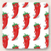 Red Pepper Diva Cartoon Pattern Bier Onderzetter (Voorkant)