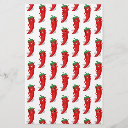 Red Pepper Diva Cartoon Pattern Briefpapier (Voorkant)