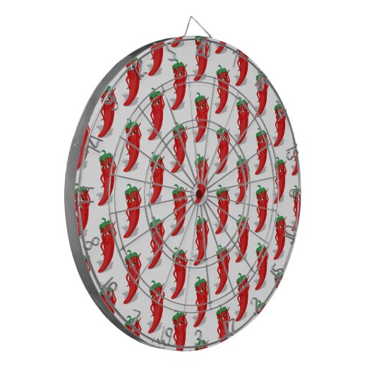 Red Pepper Diva Cartoon Pattern Dartbord (Voorkant Links)