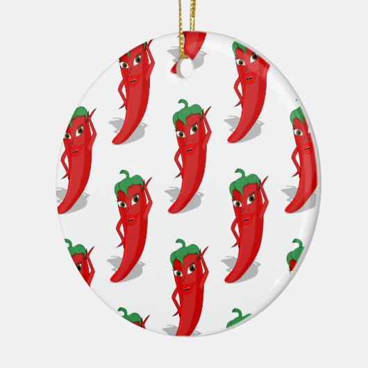 Red Pepper Diva Cartoon Pattern Keramisch Ornament (Links)