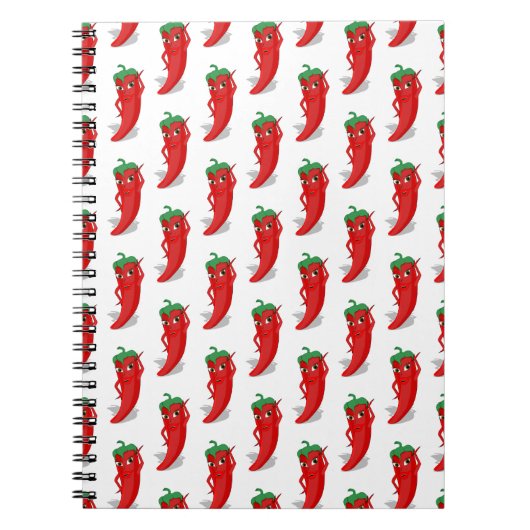 Red Pepper Diva Cartoon Pattern Notitieboek (Voorkant)