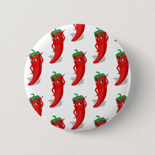 Red Pepper Diva Cartoon Pattern Ronde Button 5,7 Cm