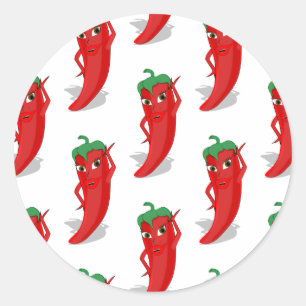 Red Pepper Diva Cartoon Pattern Ronde Sticker