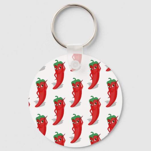 Red Pepper Diva Cartoon Pattern Sleutelhanger (Voorkant)