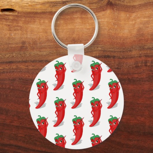 Red Pepper Diva Cartoon Pattern Sleutelhanger (Voorkant)