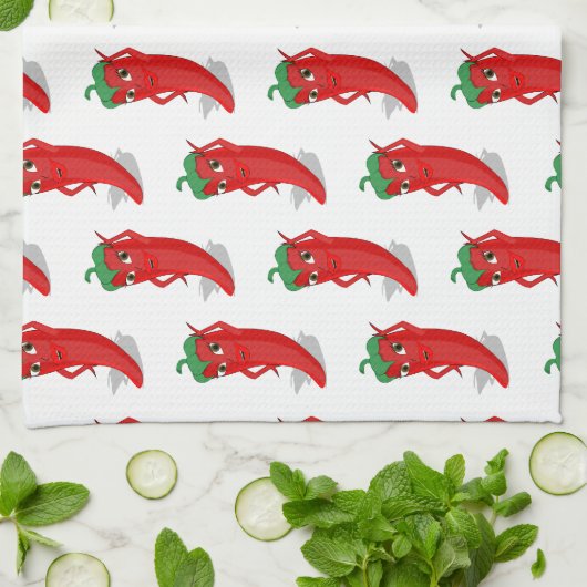 Red Pepper Diva Cartoon Pattern Theedoek (Gevouwen)