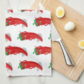 Red Pepper Diva Cartoon Pattern Theedoek (Quarter Fold)