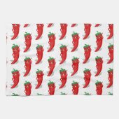 Red Pepper Diva Cartoon Pattern Theedoek (Horizontaal)