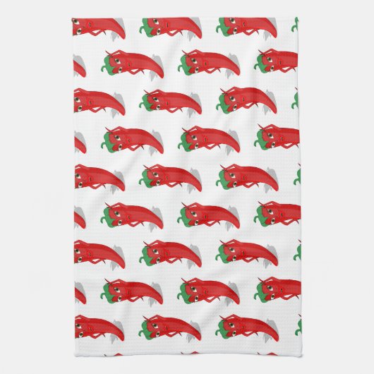 Red Pepper Diva Cartoon Pattern Theedoek (Verticaal)