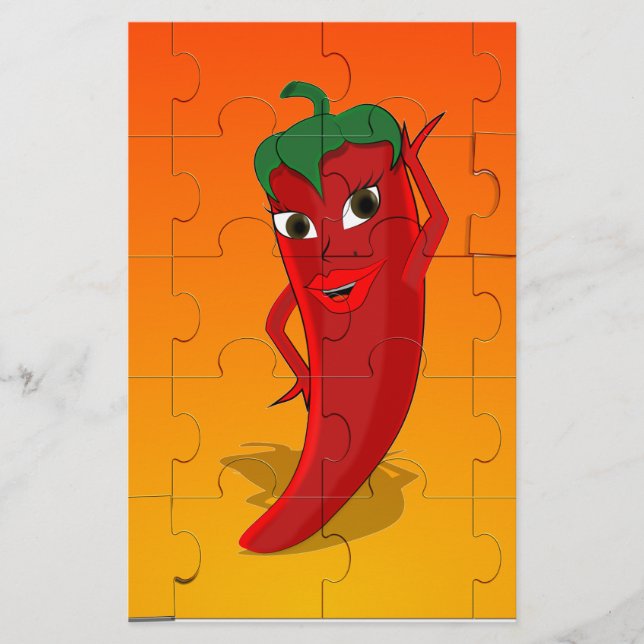 Red Pepper Diva Jigzaag Puzzle (Voorkant)