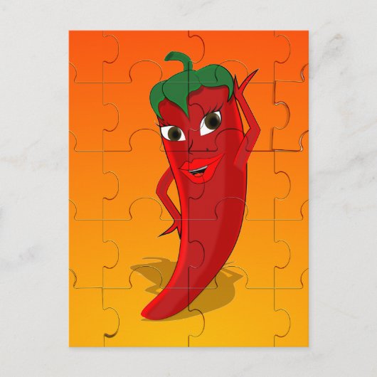 Red Pepper Diva Jigzaag Puzzle Briefkaart (Voorkant)