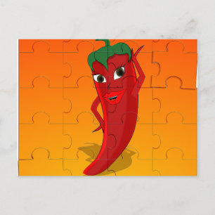 Red Pepper Diva Jigzaag Puzzle Briefkaart