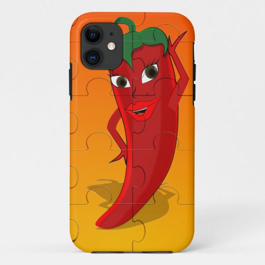 Red Pepper Diva Jigzaag Puzzle Case-Mate iPhone Case (Achterkant)