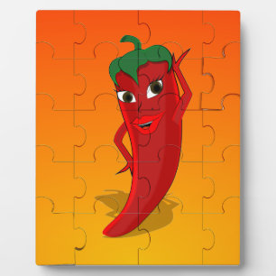 Red Pepper Diva Jigzaag Puzzle Fotoplaat