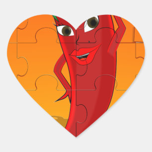 Red Pepper Diva Jigzaag Puzzle Hart Sticker