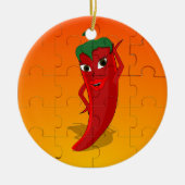 Red Pepper Diva Jigzaag Puzzle Keramisch Ornament (Voorkant)