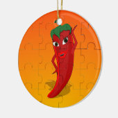 Red Pepper Diva Jigzaag Puzzle Keramisch Ornament (Links)