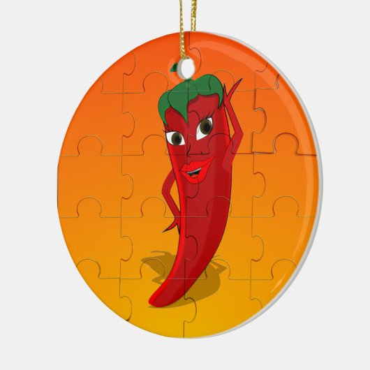 Red Pepper Diva Jigzaag Puzzle Keramisch Ornament (Links)