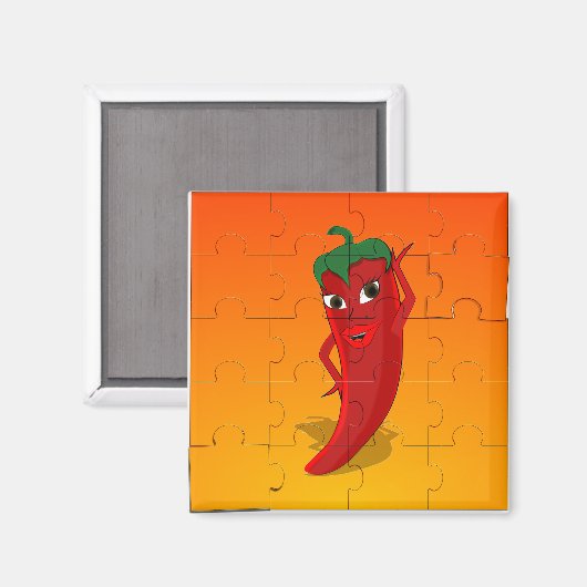 Red Pepper Diva Jigzaag Puzzle Magneet (Voorkant / Achterkant)