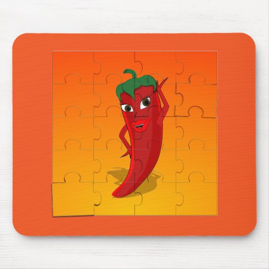 Red Pepper Diva Jigzaag Puzzle Muismat (Voorkant)