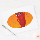 Red Pepper Diva Jigzaag Puzzle Ovale Sticker (Envelop)
