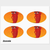 Red Pepper Diva Jigzaag Puzzle Ovale Sticker (Vel)