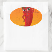 Red Pepper Diva Jigzaag Puzzle Ovale Sticker (Tas)