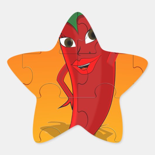Red Pepper Diva Jigzaag Puzzle Ster Sticker (Voorkant)