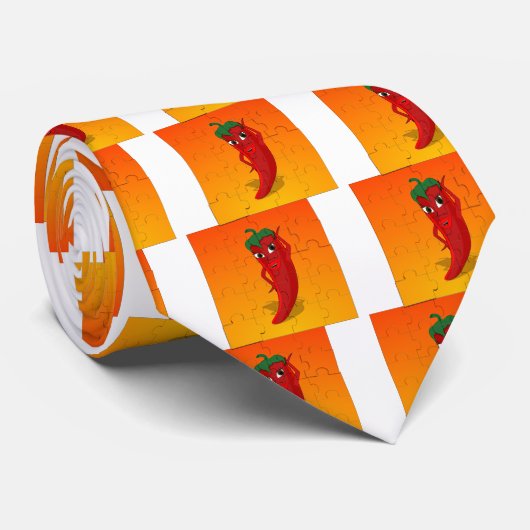 Red Pepper Diva Jigzaag Puzzle Stropdas (Opgerold)