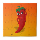 Red Pepper Diva Jigzaag Puzzle Tegeltje (Voorkant)