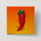 Red Pepper Diva Jigzaag Puzzle Vierkante Button 5,1 Cm (Voorkant)