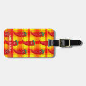 Red Pepper Diva Oranje Yellow Plaid Pattern Bagagelabel (Voorkant horizontaal)