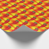 Red Pepper Diva Oranje Yellow Plaid Pattern Cadeaupapier (Hoek)