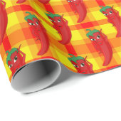 Red Pepper Diva Oranje Yellow Plaid Pattern Cadeaupapier (Rol Hoek)