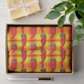 Red Pepper Diva Oranje Yellow Plaid Pattern Tissuepapier (Geschenk)