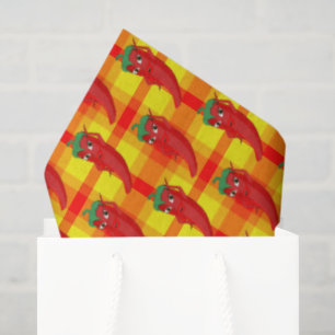 Red Pepper Diva Oranje Yellow Plaid Pattern Tissuepapier