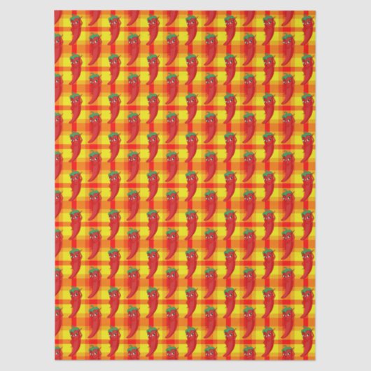 Red Pepper Diva Oranje Yellow Plaid Pattern Tissuepapier (Voorkant)