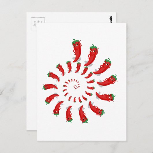 Red Pepper Diva Spiral Briefkaart (Voorkant / Achterkant)