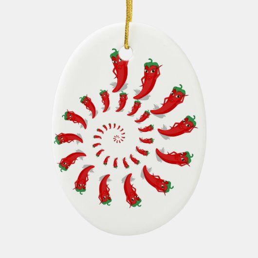Red Pepper Diva Spiral Keramisch Ornament (Voorkant)