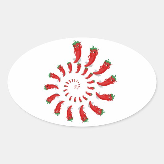 Red Pepper Diva Spiral Ovale Sticker (Voorkant)