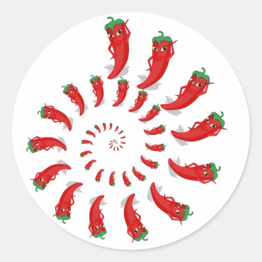 Red Pepper Diva Spiral Ronde Sticker (Voorkant)