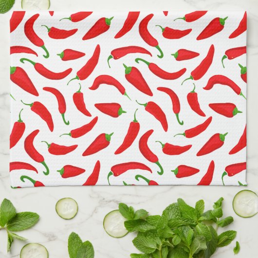 Red Pepper Fun Theedoek (Gevouwen)