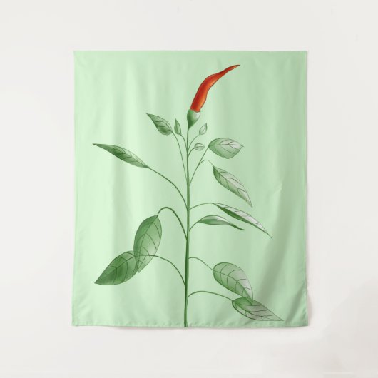 Red Pepper Gardener Chili Plant mam Botanisch Wandkleed (Voorkant)