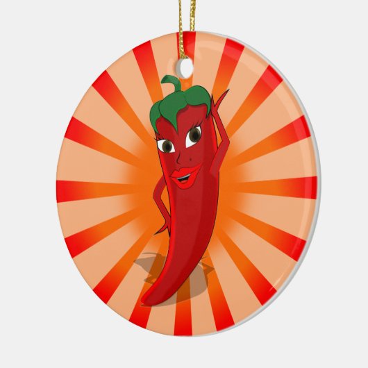 Red Pepper Superstar Keramisch Ornament (Links)